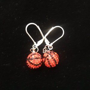 Basketball Crystal Bling Dangle Earrings